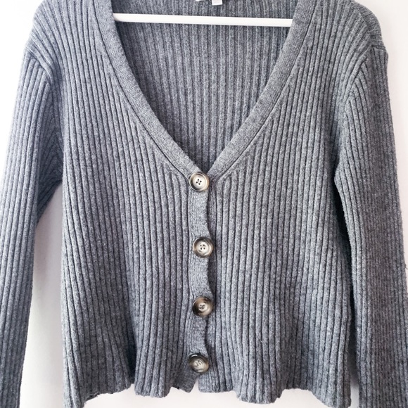 Grey Ribbed Cardigan - Picture 3 of 10